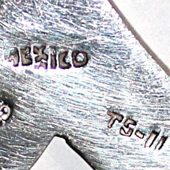 Vintage Taxco Mexico Sterling Silver Stylized Seagull Chevron Brooch 16 Grams - Picture 4 of 5